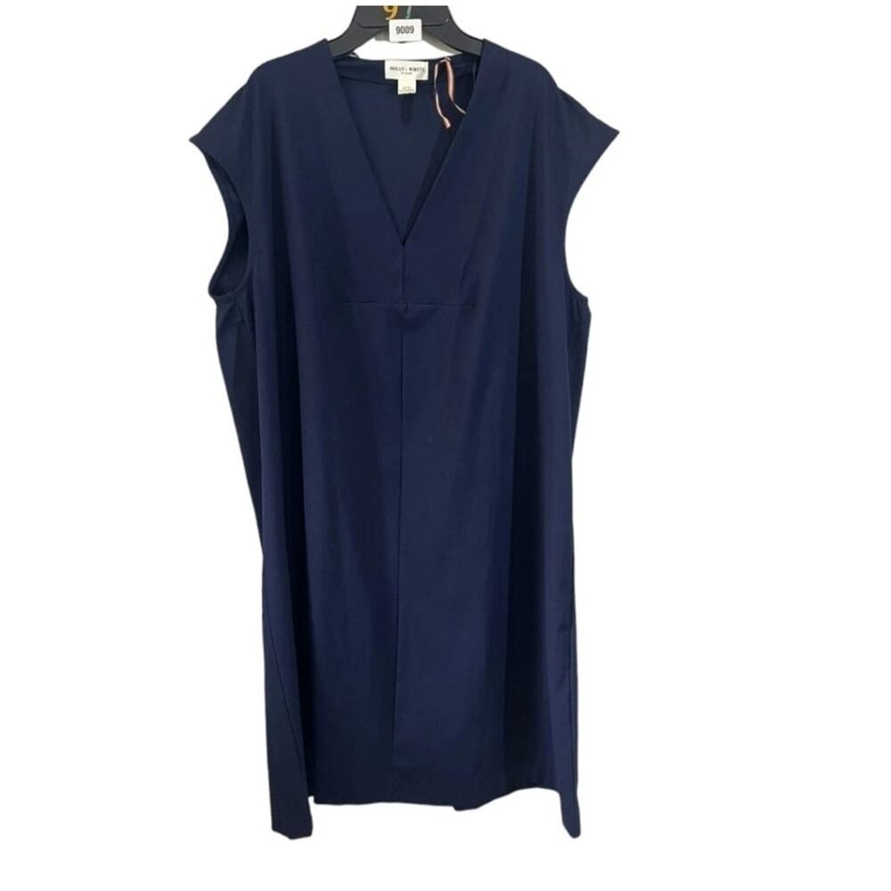 Holly & Whyte Lindex Midi Sheath Dress Women's Size XL Navy Sleeveless V-Neck